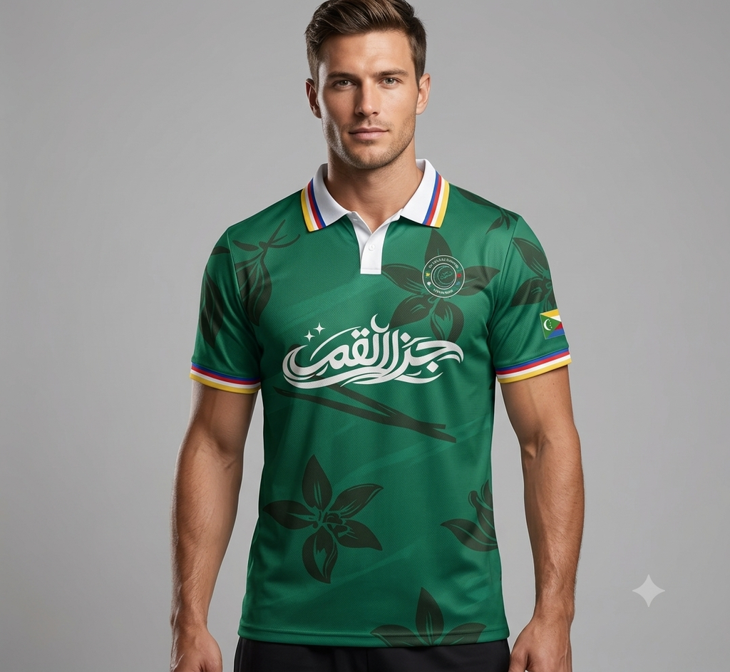 Maillot col polo Vert Prestige – HÉRITAGE Comores les Iles aux Parfums