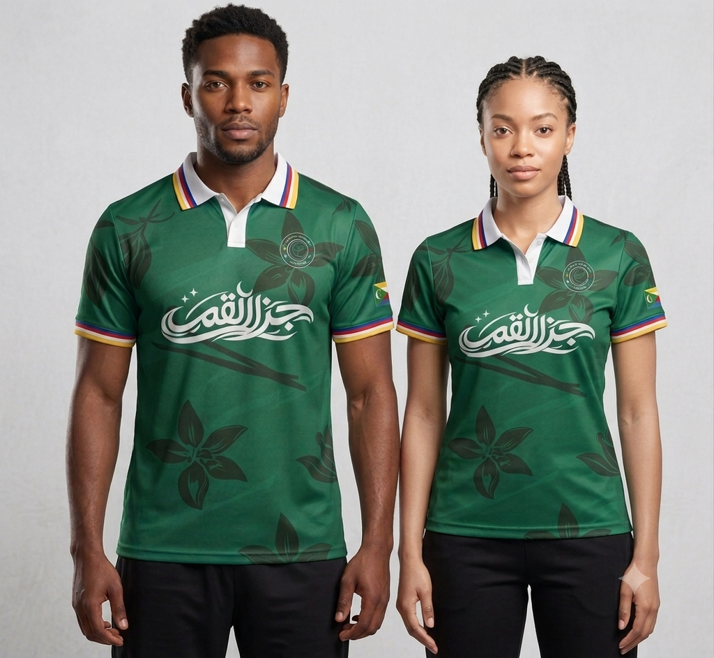 Maillot col polo Vert Prestige – HÉRITAGE Comores les Iles aux Parfums