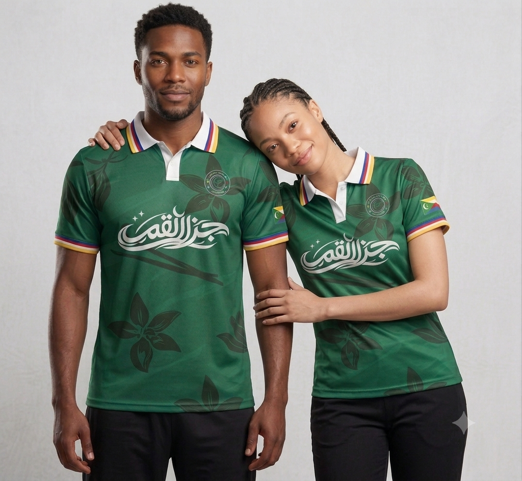 Maillot col polo Vert Prestige – HÉRITAGE Comores les Iles aux Parfums