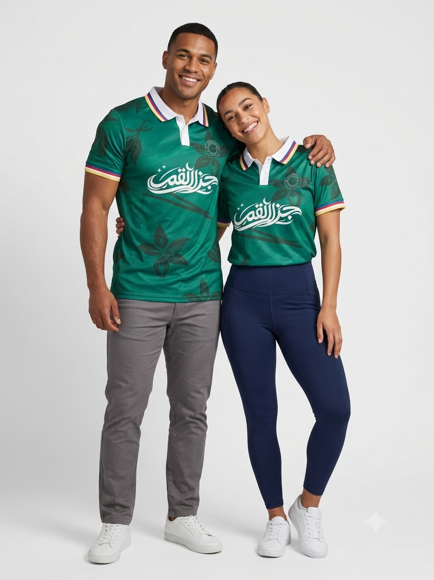 Maillot col polo Vert Prestige – HÉRITAGE Comores les Iles aux Parfums