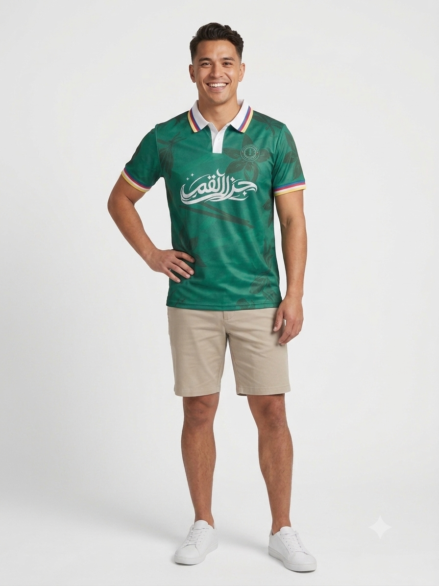 Maillot col polo Vert Prestige – HÉRITAGE Comores les Iles aux Parfums